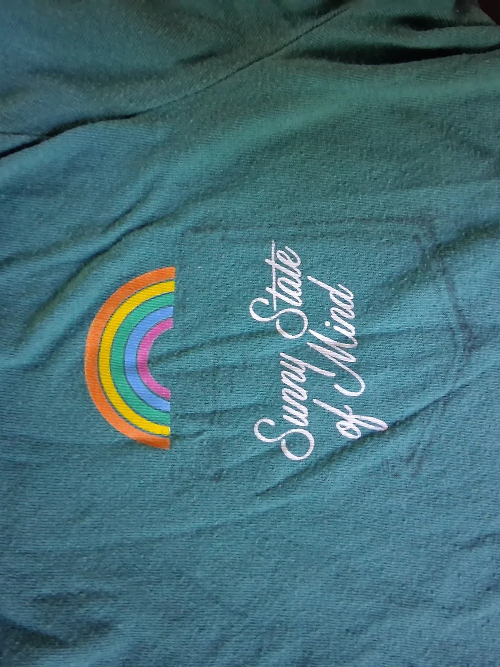 Old Navy Teal Short Sleeve Tee with Rainbow Pocket Graphic